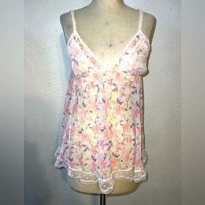 Victoria's Secret Women Ruffled Floral Sheer Babydoll
Lingerie | Pink | White |
